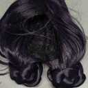 BESTBEL+6 Earrings+Hair Cap Short Dark Purple Wigs with 2 Buns for Women Dark Purple Anime Wigs for Adult KP Stage Outfits for Women Halloween Party Cosplay