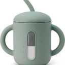 SAMiGO Silicone Sippy Cup, Baby Straw Cup for 6 12 18 Months, Sippy Cup with Straw for Toddlers 1-3 Years, Baby Water Cup for Drinking and Training, 6 oz