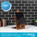 BIRDROCK HOME Wooden Cookbook Tablet Stand for Kitchen Counter | Acacia Wood Recipe Holder | Multi-Purpose Decorative Bookstand | Ipad, Bible | Tabletop Display w/Cord Hole | Easy Assembly - Brown