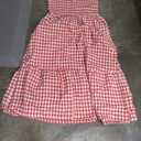 PRETTYGARDEN Womens Summer Dress Casual Square Neck Ruffle Strap Gingham Smocked Midi Flowy A Line Beach Vacation Sun Dresses, Size Large