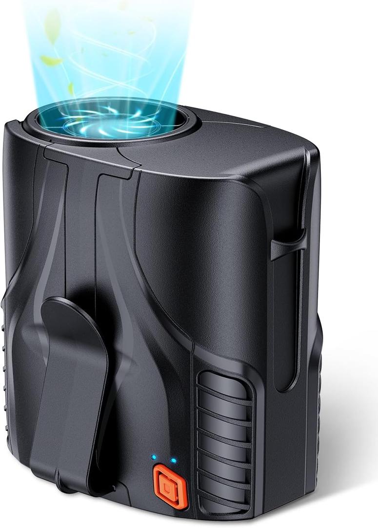 Portable Personal Waist Fan& Neck Fan, 14000RPM Brushless Motor, 40H Runtime Rechargeable, 6-Speed Quiet Operation, Clip-On Personal Body Cooling for Camping/Worksites/Outdoor (Black)