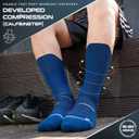 Compression Running Socks 3 Pairs, Cushion Crew Socks, Anti-Blister Moisture Wicking Athletic Hiking Basketball Socks, Size 9-13
