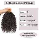 Vemet Goddess Locs Crochet Hair,8 Inch 9 Packs Faux Locs Synthetic Crochet Hair for Black Women, Boho Style Pre looped crochet with Curly Ends