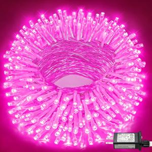 100FT 300 LED Outdoor String Lights, Connectable Pink Valentines Lights Waterproof with 8 Modes, Plug in Twinkle Fairy Lights Clear Wire for Indoor Bedroom Home Wedding Patio Decorations