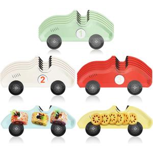 25 Pack Vintage Race Car Plates Disposable Paper Number 1-5 Birthday Plates Racing Car Party Decorations for Tableware Baby Shower Birthday Party Supplies