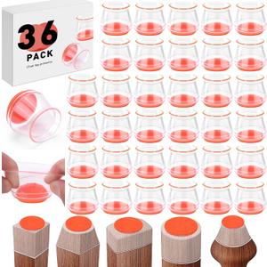 36pcs Chair Leg Floor Protectors Silicone Covers for Hardwood to Protect Floors Felt Bottom, Non-Slip Protector Orange Pads Caps to Scratches and Reduce Noise, Free Moving Leg Covers 36pcs Chair Leg Floor Protectors Silicone Covers for Hardwood to Protect Floors Felt Bottom, Non-Slip Protector Orange Pads Caps to Scratches and Reduce Noise, Free Moving Leg Covers