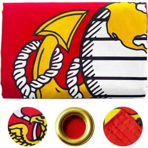Double Sided USMC Marine Corps Flag 2x3 Outdoor- 3Ply Heavy Duty 240D Nylon 4 Rows Sewn- All Weather United States Official Marines Corps Flags Banner for Outdoor/Indoor with 2 Brass Grommets