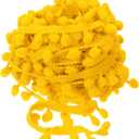 uxcell 20 Yards Pom Pom Ball Fringe Trim, Ribbon Sewing Accessory DIY Crafts for Home Curtain Clothes Pillow Decoration (8mm, Dark Yellow)