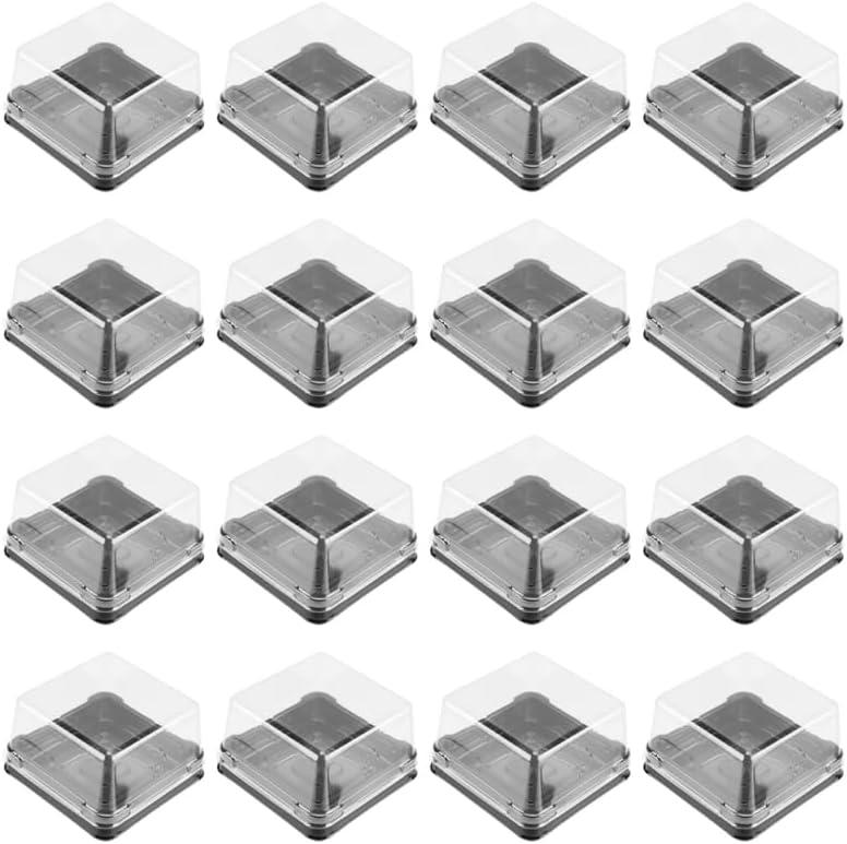 DOITOOL 100 Pcs 3 Inch Mini Cake Box Clear Plastic Mini Cupcake Container Small Egg-Yolk Puff Muffins Box Individual Dessert Containers for Wedding Birthday Party
