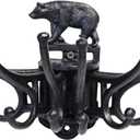 BestGiftEver Decorative Rustic Coat Hooks with Black Bear Accent - Free Spinning Movable Cast Iron Wall Hooks - Rustic Key Hook, Towel Holder, Bag and Coat Hanger for Wildlife and Woodland Theme