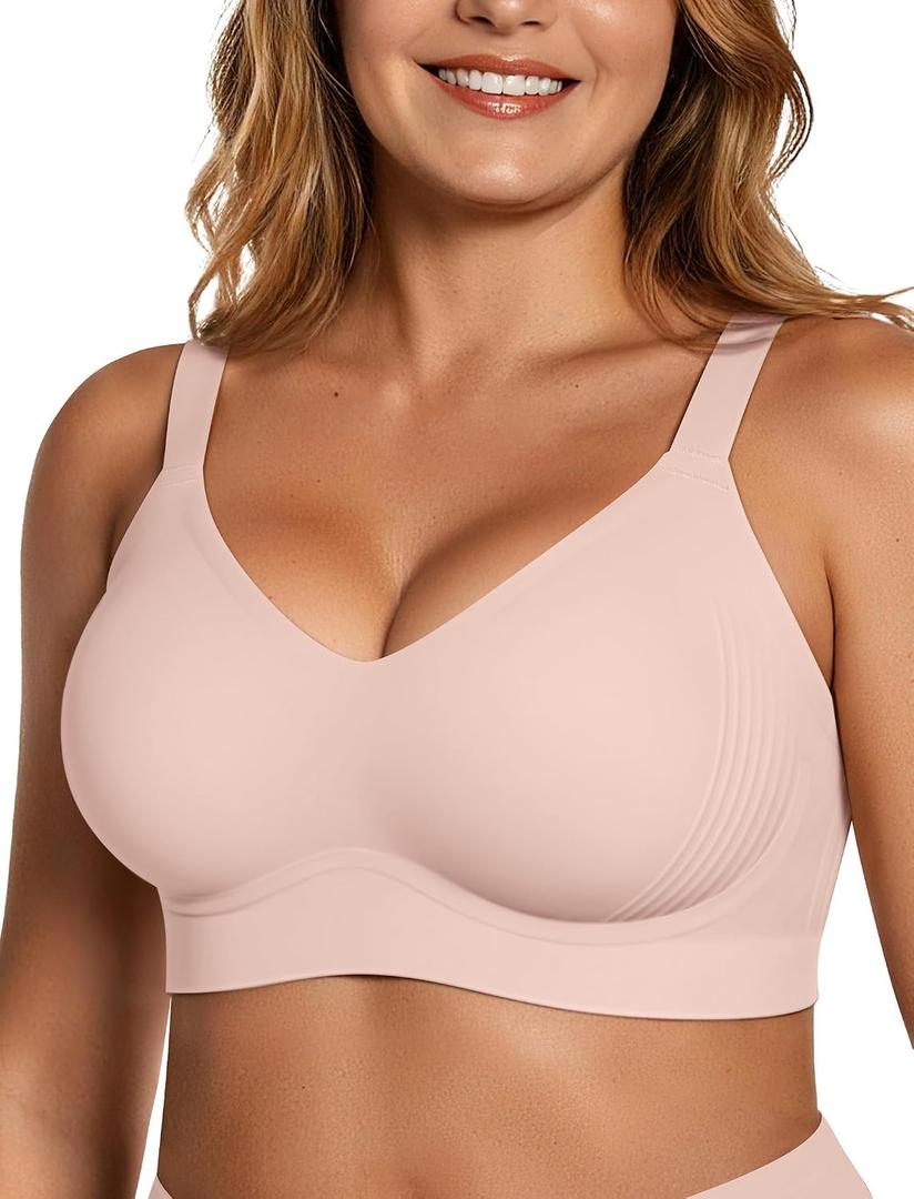 OEAK Womens Wireless Seamless Bras Jelly Full Coverage Supportive Bra Push Up Plus Size Everyday Bra Comfortable Tshirt Bras S
