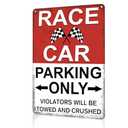 Race Car Wall Decor for Boys Bedroom – Vintage Tin Parking Only Sign, 8x12 Metal Wall Art for Garage, Man Cave, Kids Racing Room Gift, Set of 2