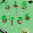 Pixel Birthday Candle, 2.68 Inch Miner Number Candles, Game Themed Candle Birthday Decoration for Pixel Theme Birthday Anniversary Dynamite Video Game Party (Green, 5)