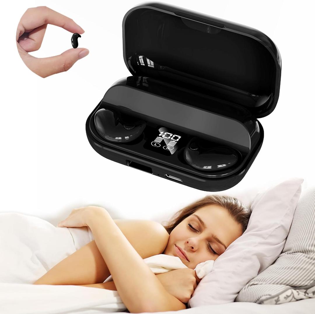 Sleep Hidden Headphones Wireless Invisible Earbuds for Sleeping Sleep Tiny Earbuds for Side Sleepers Headphone to Sleep in Tiny Smallest Invisible Earbuds Earphones for Sleeping (DarkBlack)