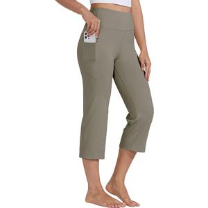 Willit Women's Yoga Capris Pants High Waist Leggings Crop Straight Leg Athletic Exercise Workout Capris, Size S