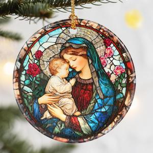 3 x Christmas Ornaments, Dodosky 2.8in Ceramic Virgin Mary Ornament, Xmas Decor, Christmas Tree Ornaments, Xmas Decorations for Tree, Holiday Ornament, Gift Ideas, Christian Gifts, Religious Gifts