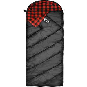 ShinHye 0 Degree Sleeping Bag for Adults - Cotton Flannel 4 Season Cold Weather Winter, XXL Big and Tall Camping Sleeping Bag with Compression Sack (Black1, 90"×35" Right Zip)