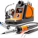 Digital Soldering Iron station Kit, 2 Auxiliary Clamps, 5 Soldering Iron Tips, Solder Wires, Solder Suckers, Stainless Steel Tweezers, and a Phillips Start, soldering station (988d)