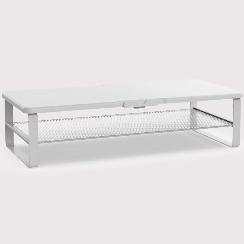 Monitor Stand with drawer, 2-Tier Monitor Stand Riser for desk with Phone Holder and Cable Management - Desk setup, Laptop Printer, Desk Organizer Stand, for Home & Office, White