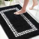 Black Bathroom Rugs 20x31, Non Slip Washable Bath Mats,Super Soft Microfiber Bathroom Mats, Plush Fluffy Absorbent Bath Rugs for Sink Tub Basin Shower Floor