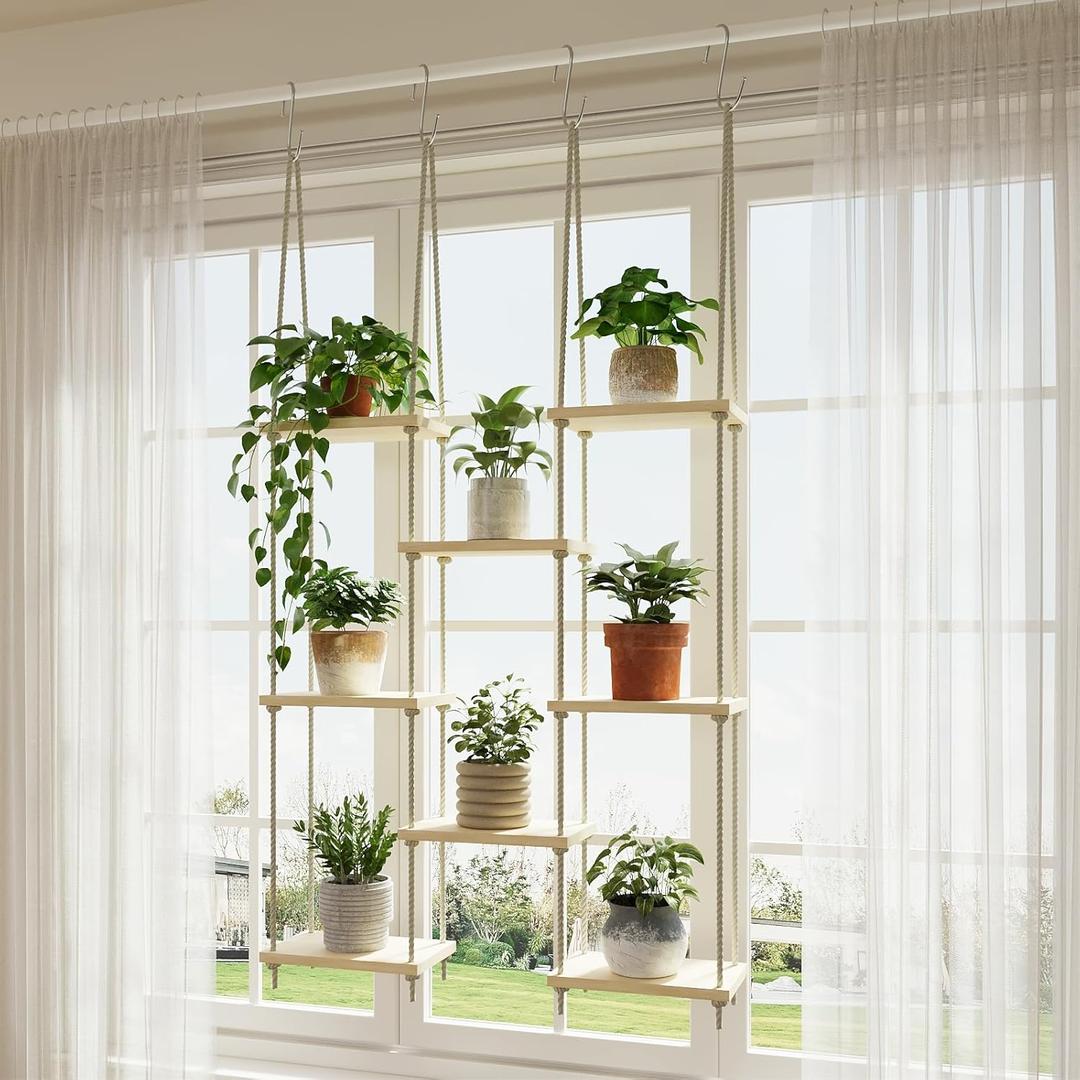 Drconox Window Plant Shelves,Window Sill Shelf for Plants,Plant Window Shelf,Hanging Plant Shelf for Window, Plant Shelf Indoor for Bedroom, Living Room,Plant Window Shelf 5 Tier
