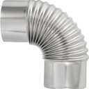 PATIKIL 90 Degree Stove Pipe, 1Pcs 3.15 Inch Elbow Stainless Steel Chimney Flue Extension for Outdoor Camping Tent Wood Stove Accessories Vent Exhaust, 6.69 Inch Length