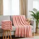 Buryeah 6 Pack Boho Knitted Throw Blankets with Tassels 50x60 Soft Warm Throws Bulk for Wedding Guests Housewarming Employee Teacher Appreciation Gifts Cozy Farmhouse Home Decor (Pink)