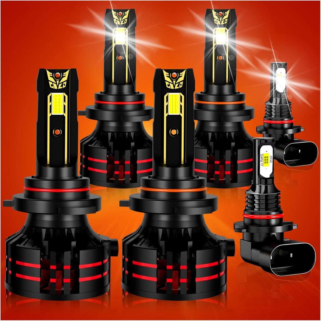 Compatible for GMC Sierra 1500 2500HD 3500/Chevy Silverado 2003 2004 2005 2006 Driving Light Bulbs Combo, 6500K White 800% Brightness, Direct Installation, 6-Pack