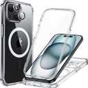 ESR for iPhone 15 Case, Compatible with MagSafe, Full-Body Military-Grade Drop Proof Case with Built-in 9H+ Tempered Glass Screen Protector, Armor Series, Clear