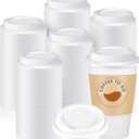200 Pack Coffee Cup Lids Disposable Plastic Lid Hot/cold Beverage Drinking Cups for Water Dome Easy Flow Anti Spill Design Fits 10 to 24 oz and 8 oz Cups for Cafes, Office, Car, Home, Travel(White)