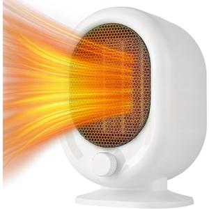 Mini Space Heater,1500W Small Desk Heater,2 Gears Adjustable,PTC Ceramic Heating,Tip-over & Overheat Protection,Fast Heating and Super Quiet White