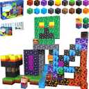 160PCS Magnetic Blocks, Magnet Building Cube, Build 3D Volcano Adventure Set, Montessori Sensory Toys for Kids Ages 3+, Preschool STEM Educational Toys, Christmas Birthday Gifts for Boys & Girls