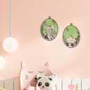 Hxlac Funny Bathroom Frog Oval Wall Art Framed Set of 2, Funky Frog in Bath Oval Wall Decor, Eclectic Animal Bathroom Hanging Canvas Prints Wall Sculptures for Home Living Room Decor, 8.5x11.5 Inch
