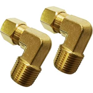 Legines Brass Compression Fitting, Male 90 Degree Elbow, 5/8" Tube OD x 1/2" NPT Male Pipe, Pack of 2