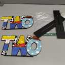 Cowboy Letter Two Sign Table Centerpieces for Toy Theme,2nd Birthday Decorations for Boys,Cartoon Theme Two Year Old Birthday Supplies Favors,Toy Party Decorations Photo Booth Props(2 Set)