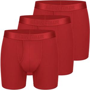 Men's Underwear 3 Pack Micro Modal Boxer Briefs Open Fly (XX-Large, H: 3 Pack Red in Polybag(fly))