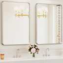 Bathroom Mirrors for Over Sink, 2Pcs 24x36Inch Vanity Mirrors for Wall,Silver Metal Frame Rectangle Mirrors for Bathroom, Farmhouse,Restroom,Hangs Horizontally or Vertically
