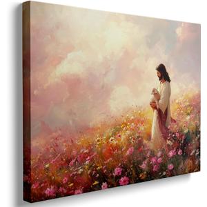Ypxzzj Jesus and Lamb Canvas Wall Art for Living Prayer Room Jesus Spiritual Painting Posters Wall Decor for Church Serenity Prayer Christian Artwork Pictrues for Home Decoration Bedroom (12''x16'')