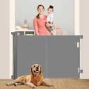 59 inch Retractable Baby Gates 42 inch Tall, Retractable Gate with Reinforced Strip Design to Prevent Crawling Through, 5 FT Retractable Dog Gate for Stairs, Doorways, Hallways, Indoor/Outdoor