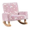 Costway Kids Ergonomic Rocking Sofa Chair w/Unicorn Pattern Flannel Fabric Couch Armchair Pink