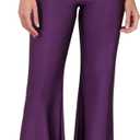 Tulucky Womens Stretchy Shiny Sports High Waisted Yoga Flare Pants Tummy Control Bell Bottom Leggings (Purple, XL)
