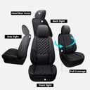 Tacoma Seat Covers Full Set 2016-2023, Leather Pickup Truck Seat Covers with Lumbar Support Custom Fit for Toyota Tacoma Double/Crew Cab SR SR5 TRD Sport TRD Off-Road TRD Pro(Black)