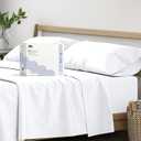 Mayfair Linen 100% Organic Cotton Sheets Queen Size - 4 PC White Organic Cotton Percale Sheets Queen Set, Soft, Cooling & Breathable Bedsheets, 16" Deep Pocket Hotel Bedding Set - GOTS Certified