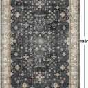 Boho Dining Room Rugs for Under Table - 6x9 Washable Black Area Rug For Living Room, Low Pile Non-Slip Rugs for Bedroom, Office - Charming Farmhouse Decor & Stain Resistance (6x9 Black/Multi)