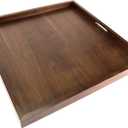 BARsics 24x24 inches Square Walnut Wooden Ottoman Tray, Large Living Room Serving Tray