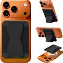 for MagSafe Wallet with Adjustable Stand Grip,5 Card Elasticity Holder Stronger Magnetic Slim Wallet for iPhone Air 17/16/15/14/13/12 Pro (Black)