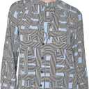 Karl Lagerfeld Women's Long Sleeve Soft Suiting Blouse (Glacier Blue Multi)