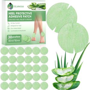 30PCS Patented Aloe Vera Cracked Heel Treatment Patches, Cracked Heel Repair Bandage (Round)