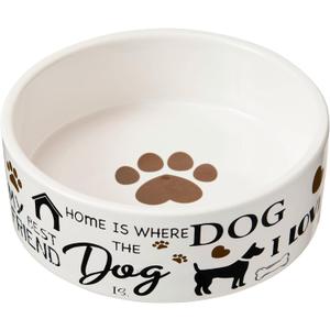 SPOT I Love Dogs Dish -Round Ceramic Food/Water Bowl with High Walls for Pets, Dishwasher Safe, Ideal for Small Dogs, Cats, Reptiles, Large Birds, 5in, 1.75 Cup (14oz)
