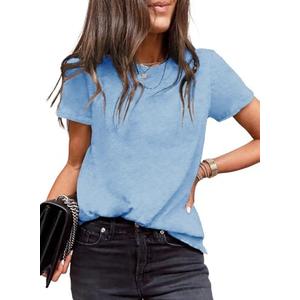 EVALESS Womens Casual Polka Dot Tops Crewneck Short Sleeve T Shirts Fashion Outfits 2025 Spring Summer Shirts, XL